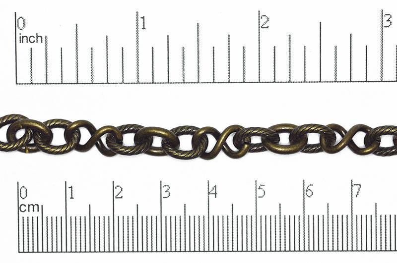 10mm x 8mm Oval, 12.7mm x 7mm Infinity Link Cable Chain - Made of Brass - Sold by the Foot - Ch-818