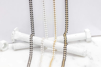 6mm x 5mm Black Epoxy Chevron Chain Specialty Chain Sold by The Foot - CH 898