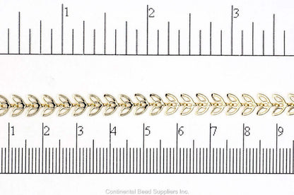 6.4mm Butterfly Petal Chevron Chain - Made of plated brass - Sold by the foot - Ch-161