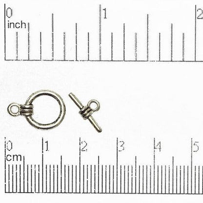15mm x 11mm Loop, 13mm Bar Triple Cord Toggle Clasp - Antique Pewter & Gold - Sold Individually - CBS 12/4113