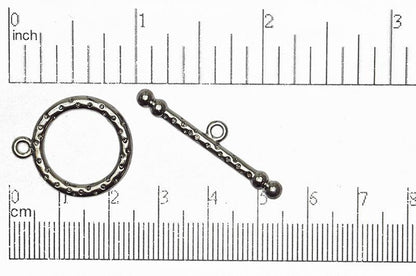 21mm Ring, 36mm Bar Perforated Toggle Clasp - Made of Pewter - Multiple Finishes - Sold as a Set - CBS1850