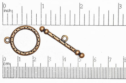 21mm Ring, 36mm Bar Perforated Toggle Clasp - Made of Pewter - Multiple Finishes - Sold as a Set - CBS1850