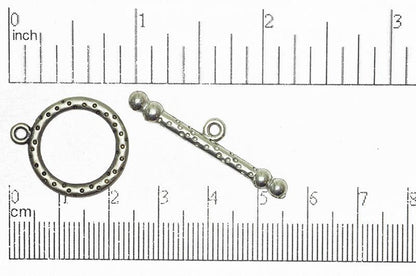 21mm Ring, 36mm Bar Perforated Toggle Clasp - Made of Pewter - Multiple Finishes - Sold as a Set - CBS1850