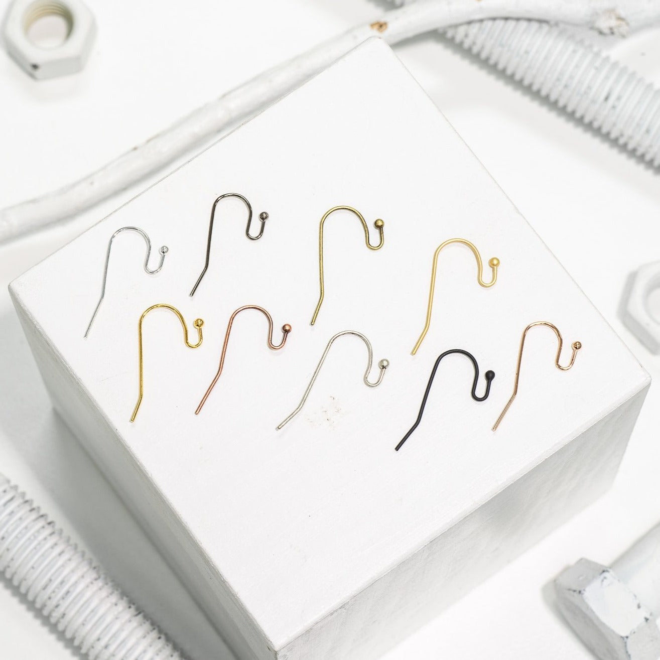 Hypoallergenic Brass French Ear Wires 24mm with Ball End - Nickel-Free and Lead-Safe - Available in Multiple Finishes - Sold by the Dozen - EW5001