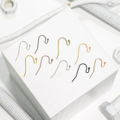 Hypoallergenic Brass French Ear Wires 24mm with Ball End - Nickel-Free and Lead-Safe - Available in Multiple Finishes - Sold by the Dozen - EW5001