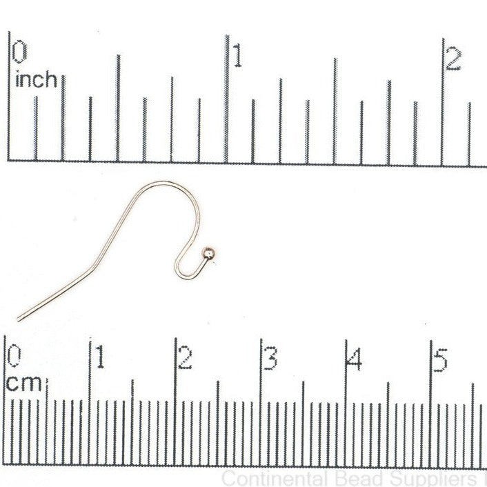 Hypoallergenic Brass French Ear Wires 24mm with Ball End - Nickel-Free and Lead-Safe - Available in Multiple Finishes - Sold by the Dozen - EW5001