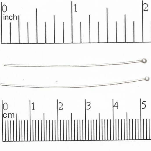 2 Inch Head Pin with 2mm Ball 20 Gauge - Hypoallergenic Brass - Multiple Finishes - Per Piece