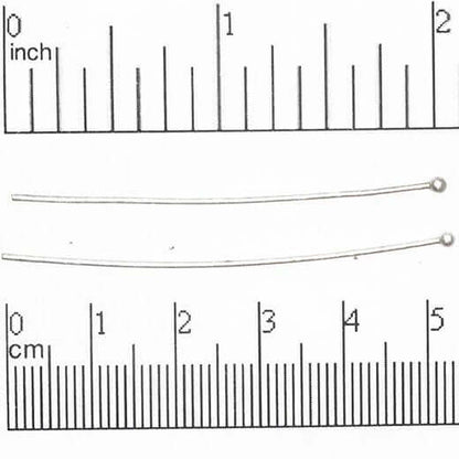 2 Inch Head Pin with 2mm Ball 20 Gauge - Hypoallergenic Brass - Multiple Finishes - Per Piece