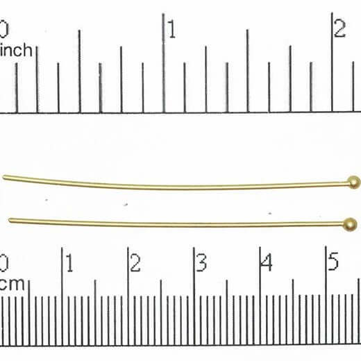 2 Inch Head Pin with 2mm Ball 20 Gauge - Hypoallergenic Brass - Multiple Finishes - Per Piece