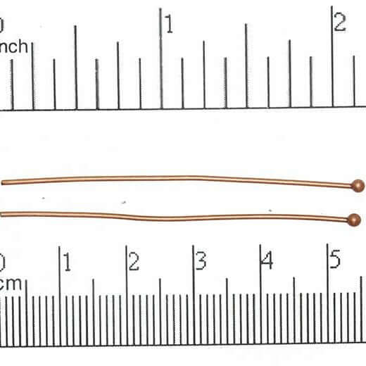 2 Inch Head Pin with 2mm Ball 20 Gauge - Hypoallergenic Brass - Multiple Finishes - Per Piece