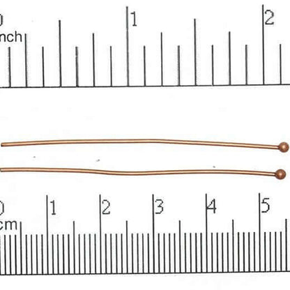 2 Inch Head Pin with 2mm Ball 20 Gauge - Hypoallergenic Brass - Multiple Finishes - Per Piece