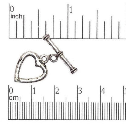 17mm x 14mm Bar, 21mm Heart Toggle Clasp - Available in Antique Pewter & Gold - Sold in Set - CBS11/228