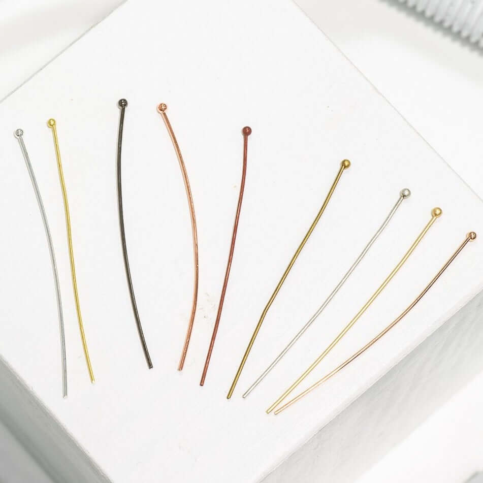 2 Inch Head Pin with 2mm Ball 20 Gauge - Hypoallergenic Brass - Multiple Finishes - Per Piece