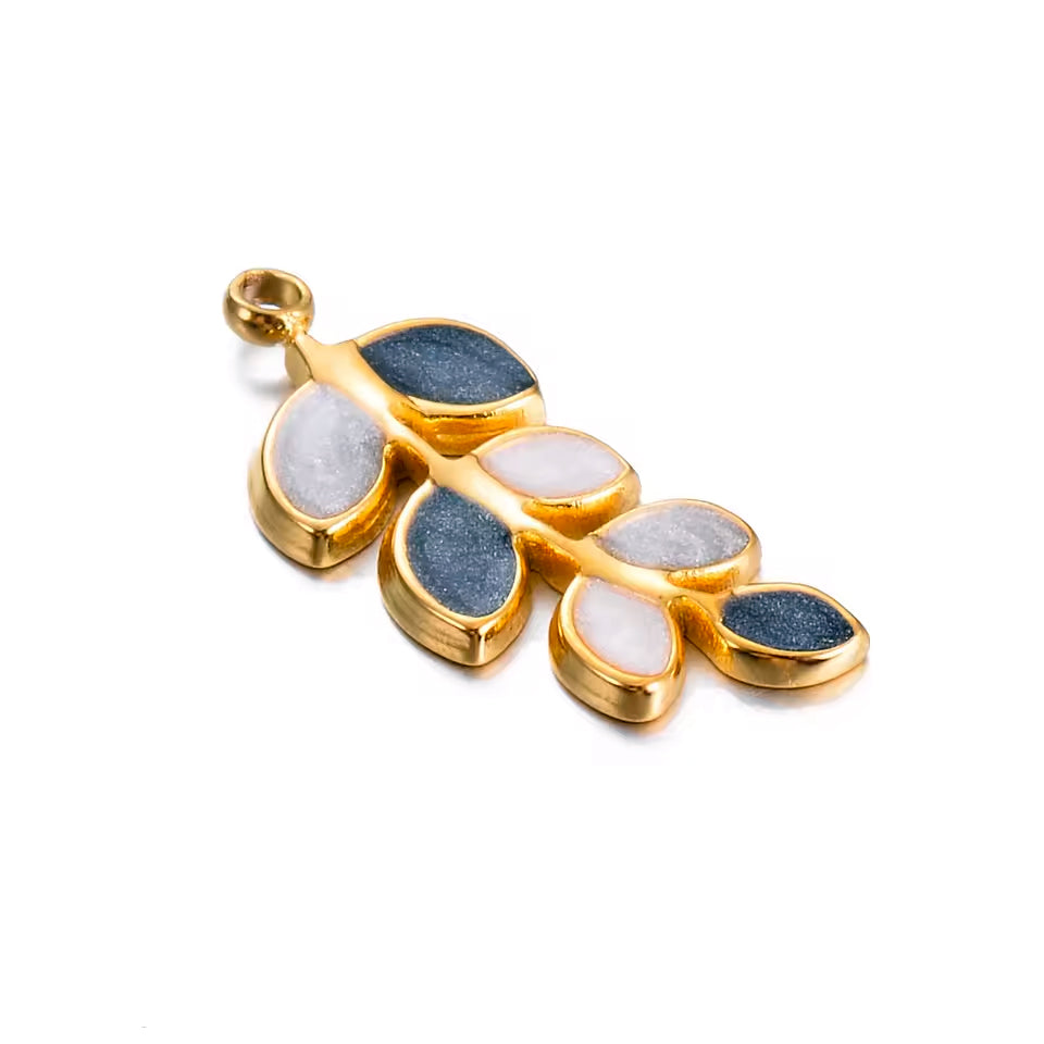 Leaf Charm Pendant Multi Color Enamel No Tarnish Gold - Sold Per Piece