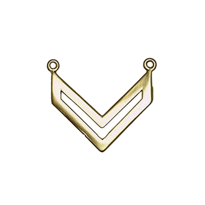 22mm x 19mm Chevron Pendant Charm - Made of Brass - Satin Rhodium Silver and Satin Hamilton Gold Finishes - Electro-Plated - Sold by the Piece - K79