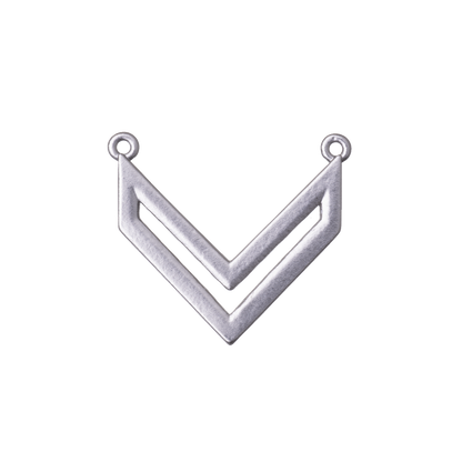 22mm x 19mm Chevron Pendant Charm - Made of Brass - Satin Rhodium Silver and Satin Hamilton Gold Finishes - Electro-Plated - Sold by the Piece - K79