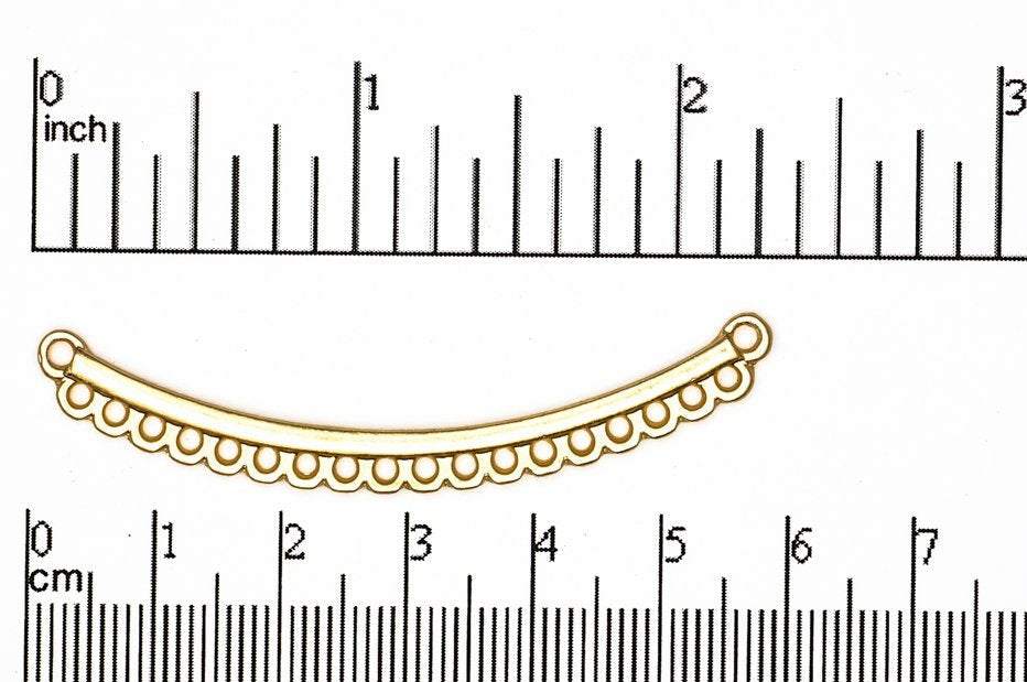 20 Hole Collar Pendant - 57.5mm Curved Bar with 2 Loops - Made of Pewter - K90 - Available in Satin Hamilton Gold & Satin Rhodium Silver