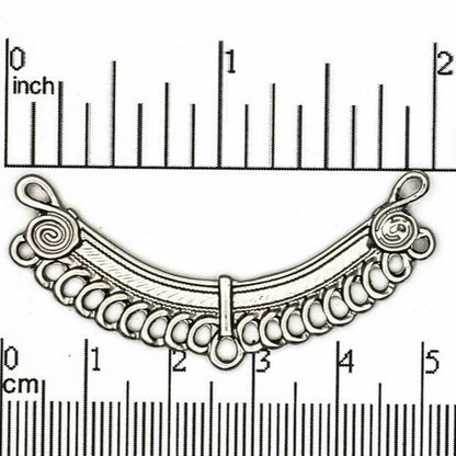 49mm Ornate Curved Collar Pendant - Made of Pewter - Satin Rhodium Silver and Satin Hamilton Gold Finishes - Sold by the Piece - K91