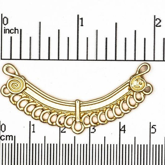 49mm Ornate Curved Collar Pendant - Made of Pewter - Satin Rhodium Silver and Satin Hamilton Gold Finishes - Sold by the Piece - K91