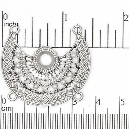 32mm Ornate Crescent Collar Centerpiece Pendant - Made of Pewter - Satin Rhodium Silver and Satin Hamilton Gold Finishes - Sold by the Piece - K92