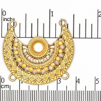 32mm Ornate Crescent Collar Centerpiece Pendant - Made of Pewter - Satin Rhodium Silver and Satin Hamilton Gold Finishes - Sold by the Piece - K92
