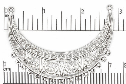 70mm Curved Ornate Collar Pendant - Made of Pewter - Satin Rhodium Silver and Satin Hamilton Gold Finishes - Sold by the Piece - K93