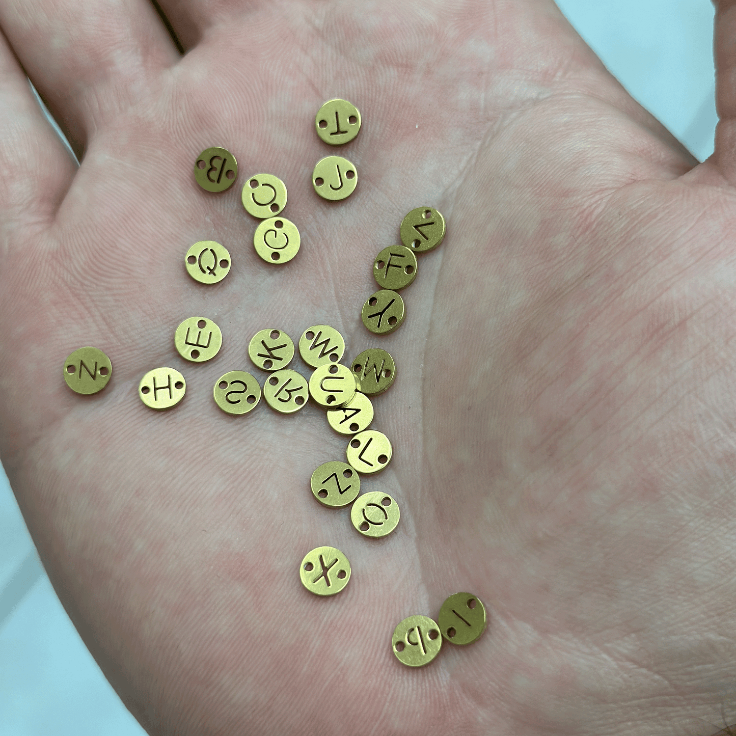 Letter Charms 6mm Alphabet Round Connectors - No Fade Gold & Silver - Per Piece