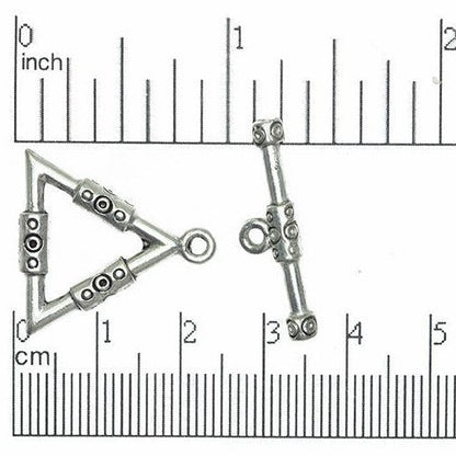 24mm x 22mm Triangle Loop, 27mm Bar Spiral Banded Toggle Clasp - Made of plated pewter - Sold as a set - CBS1856