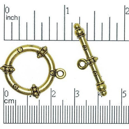27mm x 22mm Loop, 32mm Bar Studded Ring Toggle - Made of Pewter - Sold as a Set - CBS1861